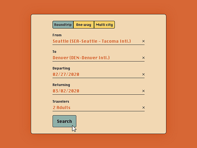 Daily UI #068: Flight Search 70s daily 100 dailychallenge design retro ui