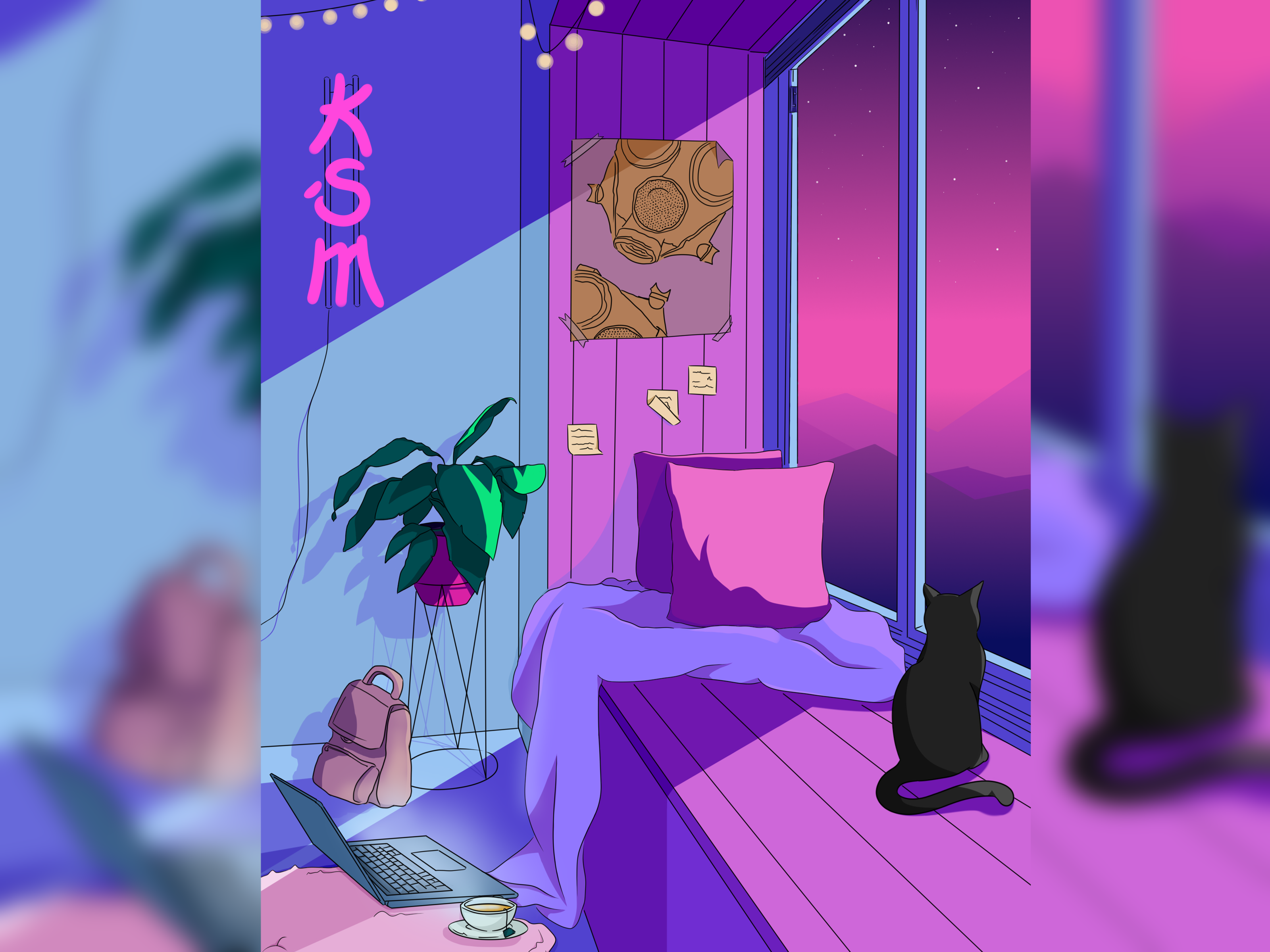 Example of Retrowave Synthwave Illustration