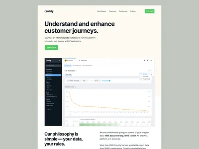 Product Pages, Light or Dark? (Countly) analytics app button chart clean dark dark ui design flat graph landing landing page layout light marketing minimal product page typography ui ux