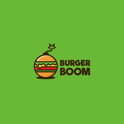 Burger Bomb boom branding burger character cheese cute fire forsale icon illustration logo mascot sandwich unused