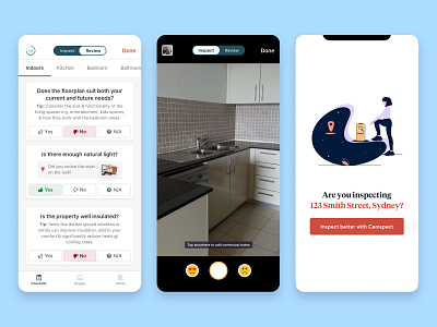 Inspection Feature Concept .sketch app camera checklists concept illustration inspection interactive machine learning mobile product design property proptech real estate review startup sydney tips