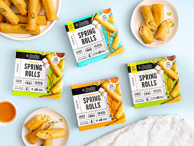 Lucky Foods Rebrand asian asian american cuisine frozen food grocery korean lucky packaging spring rolls vegan