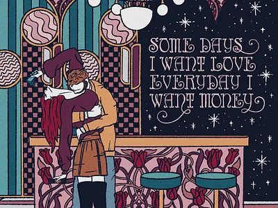 Everyday art deco art nouveau bar bar design illustration interior design lettering money patterns stars