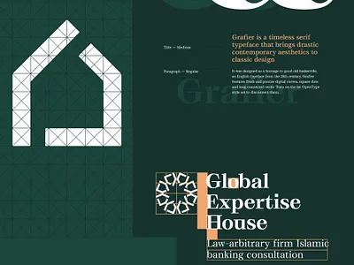 Global Expertise House arabesque branding business card house law arbitration firm logo palm tree pattern saudi arabia typography