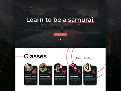 SAMURAI - Online Course Landing Page card clean clean creative interface japanese japanese food landing landingpage layout minimal typography ui uidesign ux webdesign webdesigner website