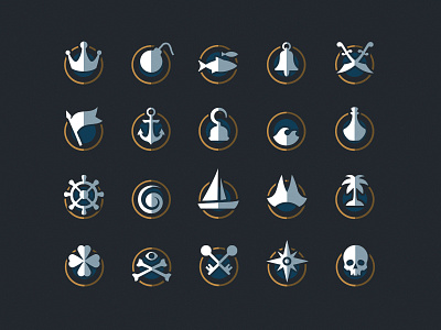 Pirate's icons design flatdesign game icon iconset pirate ui uidesign