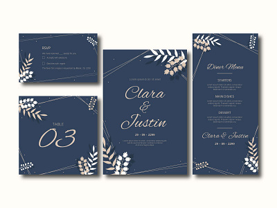 Free Elegant Floral Wedding Invitation Card Set beauty blue card card template decoration design elegant floral flower free download free resources illustration invitation card invitation design marriage modern template vector wedding card wedding design