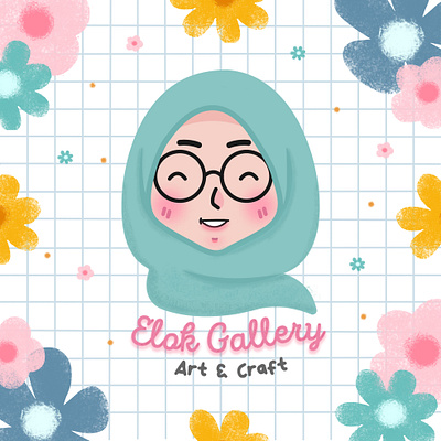 Logo Art & Craft branding girl hijab icon illustrator indonesia logo painting vector