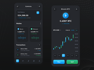 CoinIsta Neomorphism Cryptocurrency Wallet App app banking bitcoin black crypto crypto wallet cryptocurrency dark dark mode dashboad finance logo managment neomorphism product skeumorphism ux wallet web website