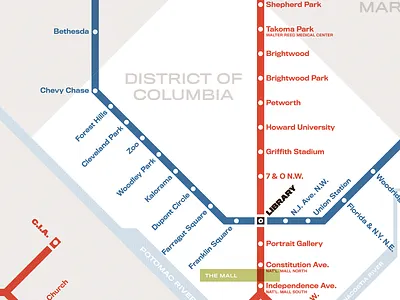 DC Monorail Halftone Effects map retro transit transit map washington dc