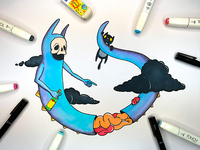 Dreamland art cat illustration marker