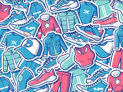 Sport clothes branding cap cloth clothes clothing design fashion fitness icon illustration logo outline shoes sneaker sport sports t shirt ui vector wear