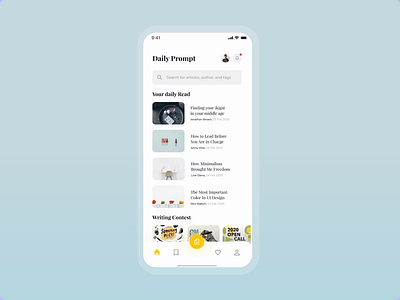 Daily Prompt Prototype animation apps article book clean mobile novel poster prototype read reading app simple startup ui ux write yellow