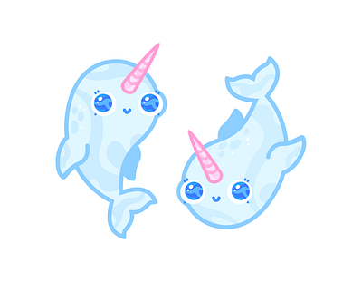 A couple of narwhals animal cute figma illustration narhwals nature sea animals vector