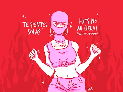 Ni una ni menos badass female illustration red sassy vector women