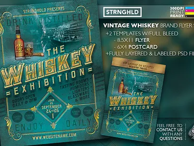 Vintage Whiskey Flyer Template Set flyer gold grunge retro template vintage whiskey and branding
