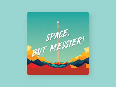 Space, But Messier! design illustration landscape logo logo design podcast rocket smoke space vector