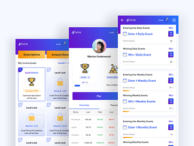 Complete Challenges · Earn XP Points App Concept android app app challenges earnings events app games ios level up loyalty program mobile app design points ui ui ux design uidesign ux