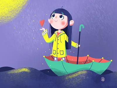 Umbrella boat character cute digital illustration digitalart illustration ipadpro procreate procreate art rain sun umbrella