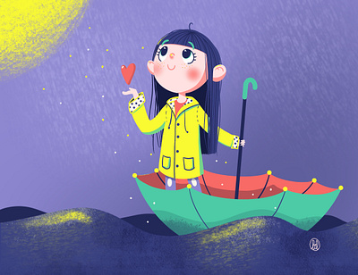 Umbrella boat character cute digital illustration digitalart illustration ipadpro procreate procreate art rain sun umbrella