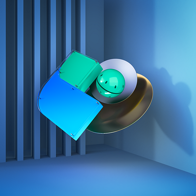 Experiment 3d blue c4d form gree illustration photoshop render shape