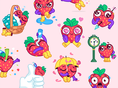 Sweety Strawberry animation cartoon emotions love mishax stickerpack stickers strawberry valentine valentine day