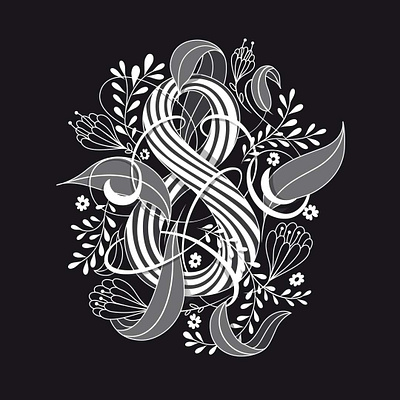 Eight flourishes illustration lettering