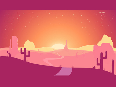 Desert adobe colors desert design flat gradient illustration illustrator landscape orange vector