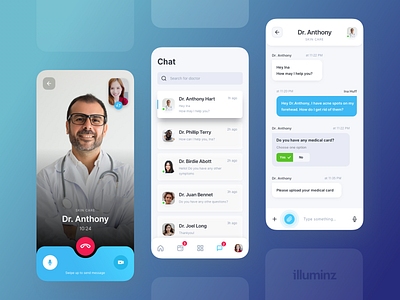 Telemedicine App - Call, Chat app call chat clean design doctor health health app ios medicine mobile app mobile app design mobile ui search telemedicine typography ui ux video call video chat