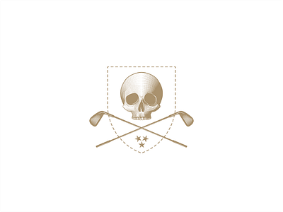 Skull and Clubs bones brand branding branding design dead design engraved golf graphic icon identity illustration logo mark shield society sport stars stitching visual