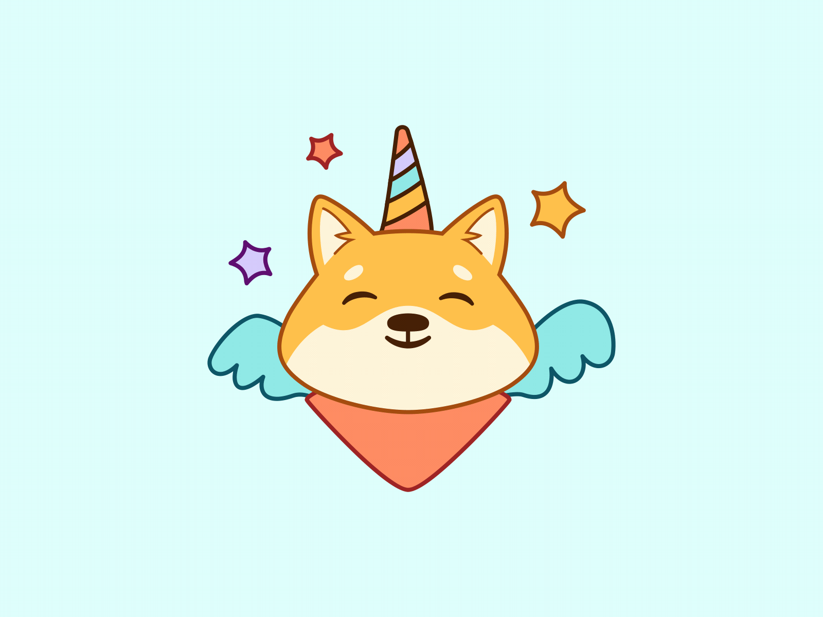 Happy Unicorn Dog animated animation dog fly happy magic motion puppy smile sticker unicorn wings