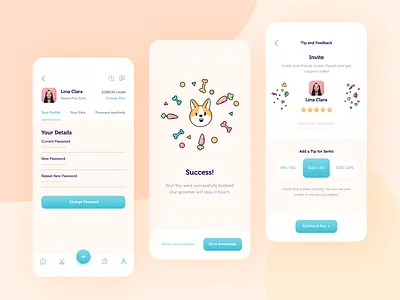 Pawsh // Mobile App Part. 2 animal app application branding clean design dog graphic groom illustration interface ios mobile design pet ui ux vector