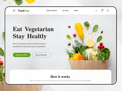 FoodVeg | Vegetarian Online Store food kerem birgün landing page online store recipies shop uidesign uxdesign vegan vegetarian web design website