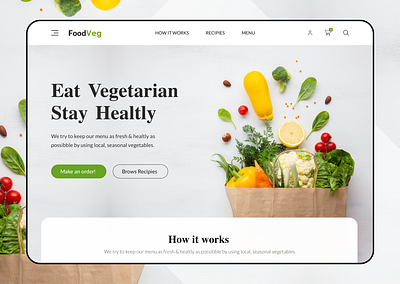 FoodVeg | Vegetarian Online Store food kerem birgün landing page online store recipies shop uidesign uxdesign vegan vegetarian web design website