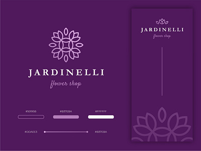 JARDINELLI bouquet brand branding branding design coat of arms flower leaf pattern purple sign store