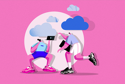 ILLUSTRATION FOR A SOCIAL POST character cloud concept graphic art illustration itechart love