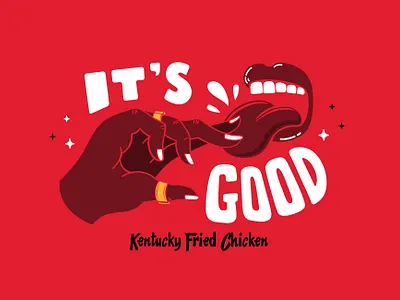 KFC its fingerlikin good 2 finger hand heymikel illustration its finger lickin good kfc lettering miguel sousa mouth type vector