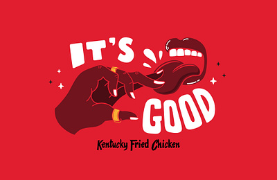 KFC its fingerlikin good 2 finger hand heymikel illustration its finger lickin good kfc lettering miguel sousa mouth type vector