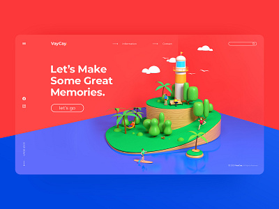 VayCay. Website Concept 3d 3d art c4d character cinema4d clean colors cute design illustration nature redshift ui ux vacation web website