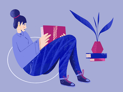 Reading Woman book app book art books plant plants reading reading app reading illustration