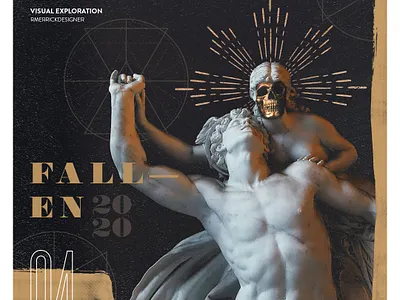 Day 04 - Fallen challenge collage daily illustration rays skull type typography