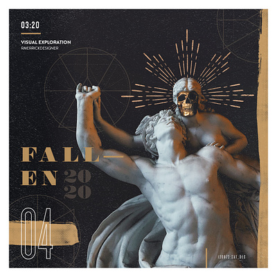 Day 04 - Fallen challenge collage daily illustration rays skull type typography