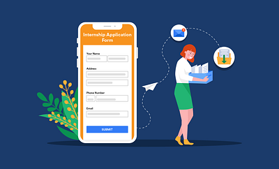 mobile data collection adobe banner design blog post data colleciton flat illustration illustrator jotform mobile app online form