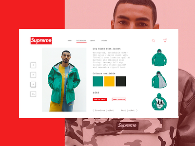 Supreme V2 adobe xd aesthetic app clean clothing design fashion flat interaction supreme trend ui userinterface ux webdesign