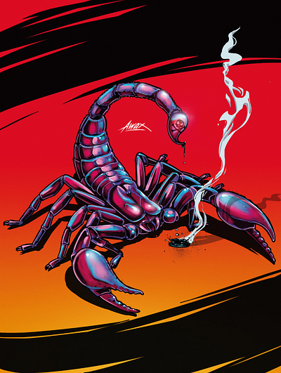 Scorpion art awax awax design digital painting drawing illustration illustrator photoshop red wallpaper