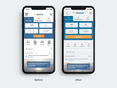 FlyDubai Redesign in Neumorphic Style blue design grey mobile neumorphic neumorphism orange redesign responsive responsive website ui ui ux website