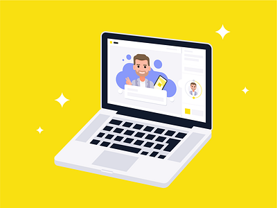 5 yaya.ru design flat illustration laptop man minimal ui vector