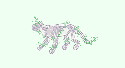 Skeleton & Vines animal bubble cat illustration illustration art nature skeleton vines