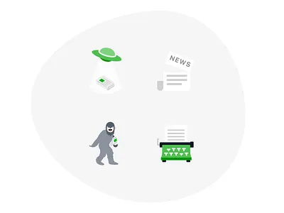 Lector. Beautiful placeholder animation app bigfoot design flat humorous illustration icon illustration minimal news app ufo vector
