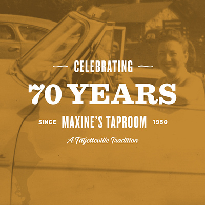 Maxine's 70th Anniversary arkansas brand fayetteville logo seal typography